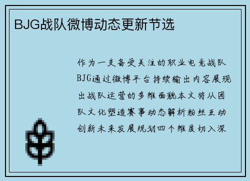 BJG战队微博动态更新节选